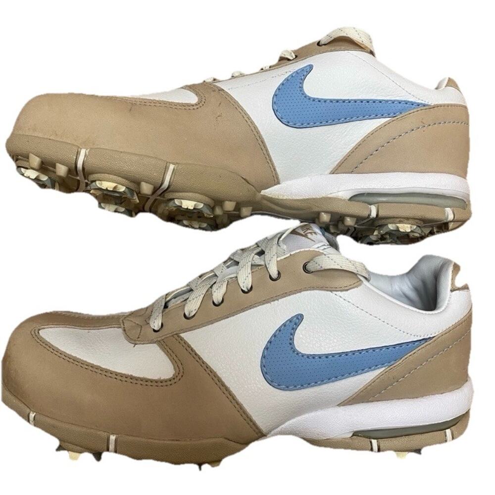 Vintage 2006 Nike SP-5 Ill Golf Shoes Women's Size 6.5 White Blue Tan Saddle EUC